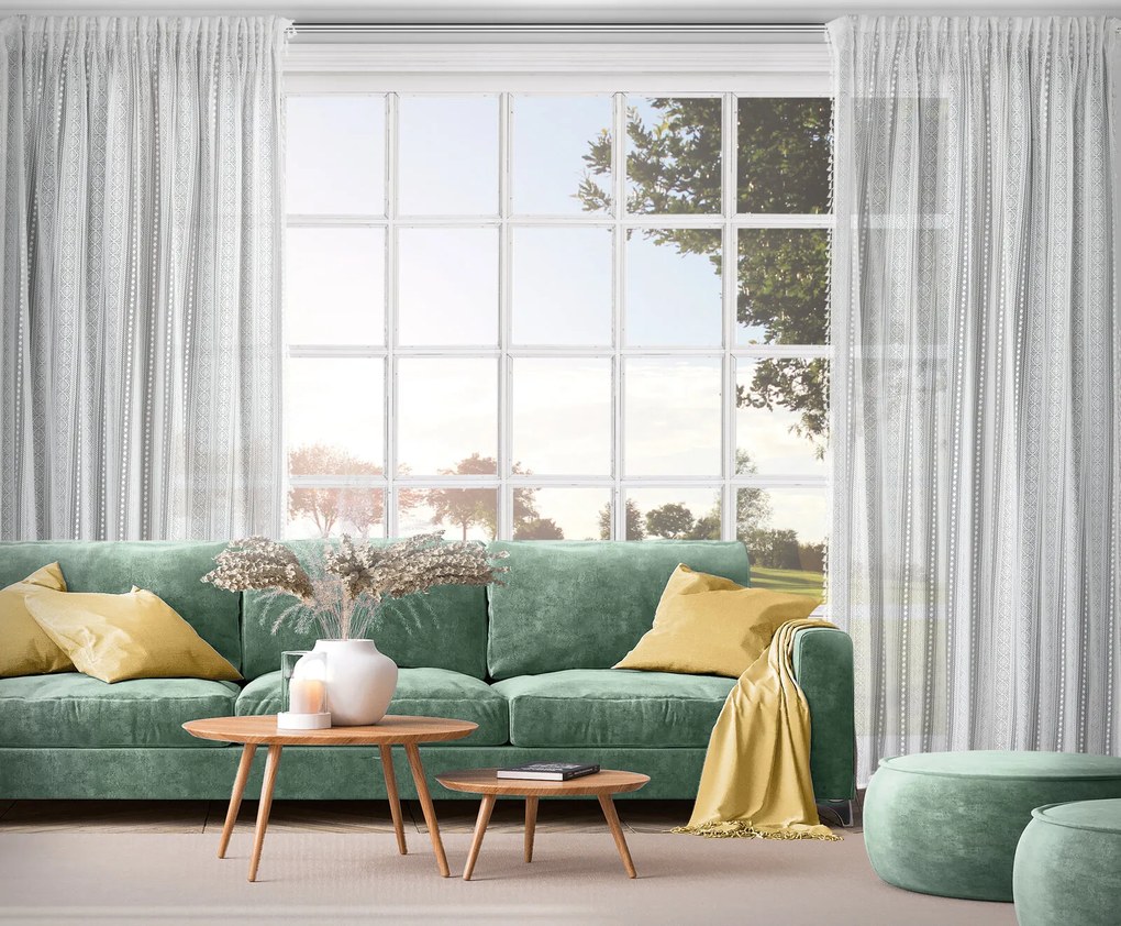 ZÁVES NA PÁSKE ADORA 140X270 CM BIELA