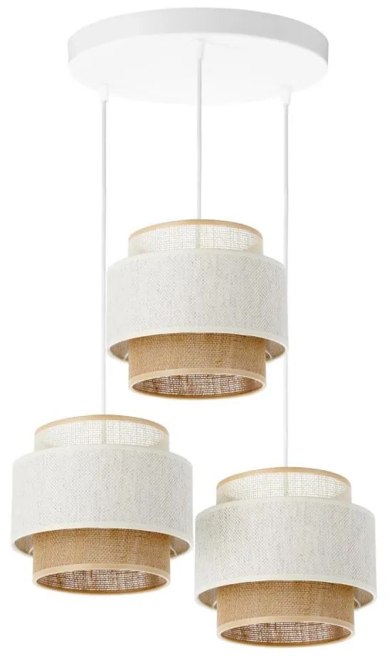 Závesné svietidlo BOHO 3xE27/60W/230V biela/juta