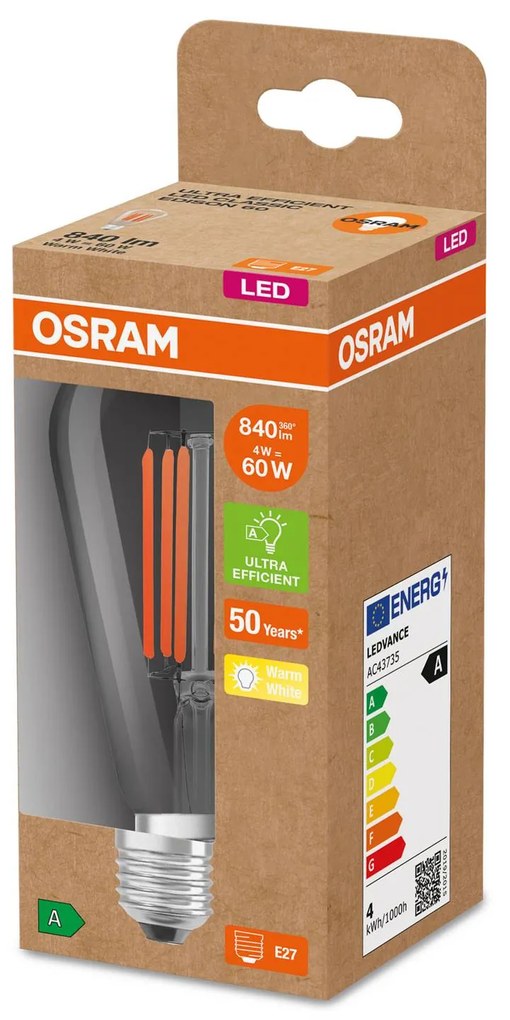 OSRAM LED žiarovka E27 ST64 4W 840lm 830 číra