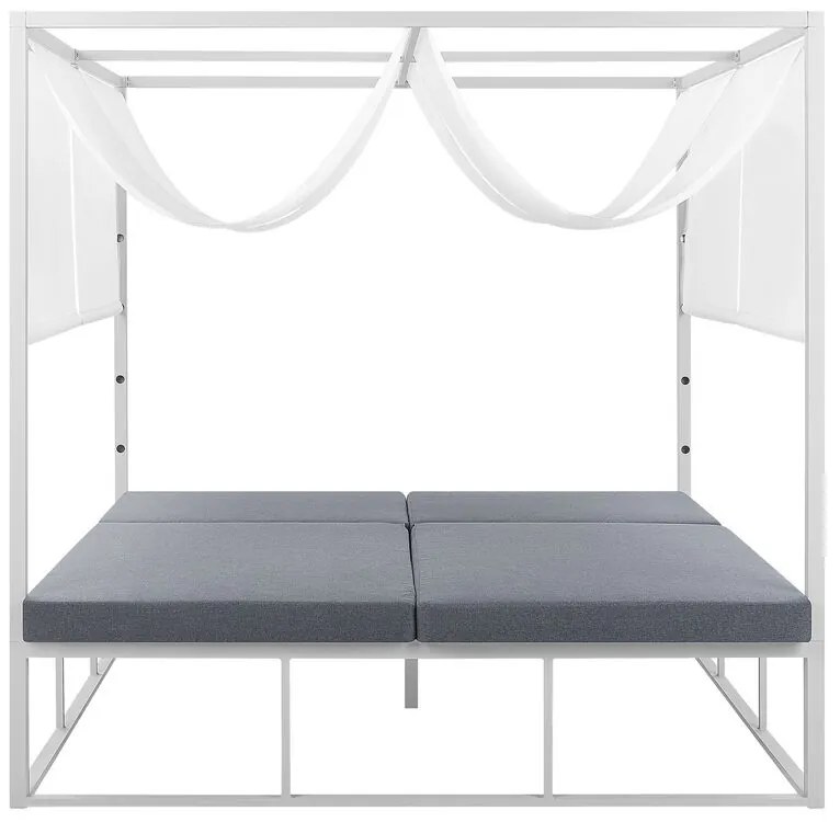 Záhradná posteľ s baldachýnom biela/sivá PALLANZA Beliani