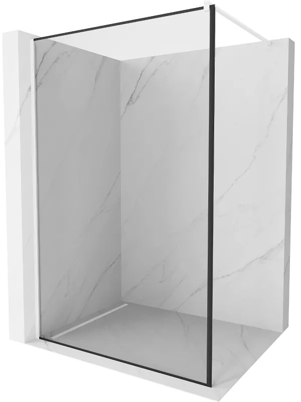 Mexen Kioto, Walk-In sprchová zástena 80 x 200 cm, 8mm sklo číre/čierny vzor, biely profil, 800-080-101-20-70