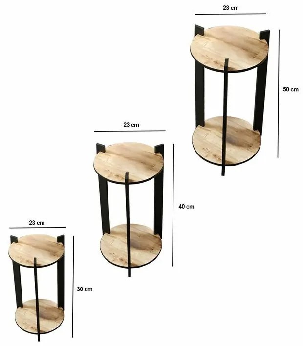 Stojan na kvety Flower Desk Round - Oak