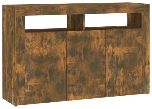 vidaXL Komoda s LED svetlami dymový dub 115,5x30x75 cm-