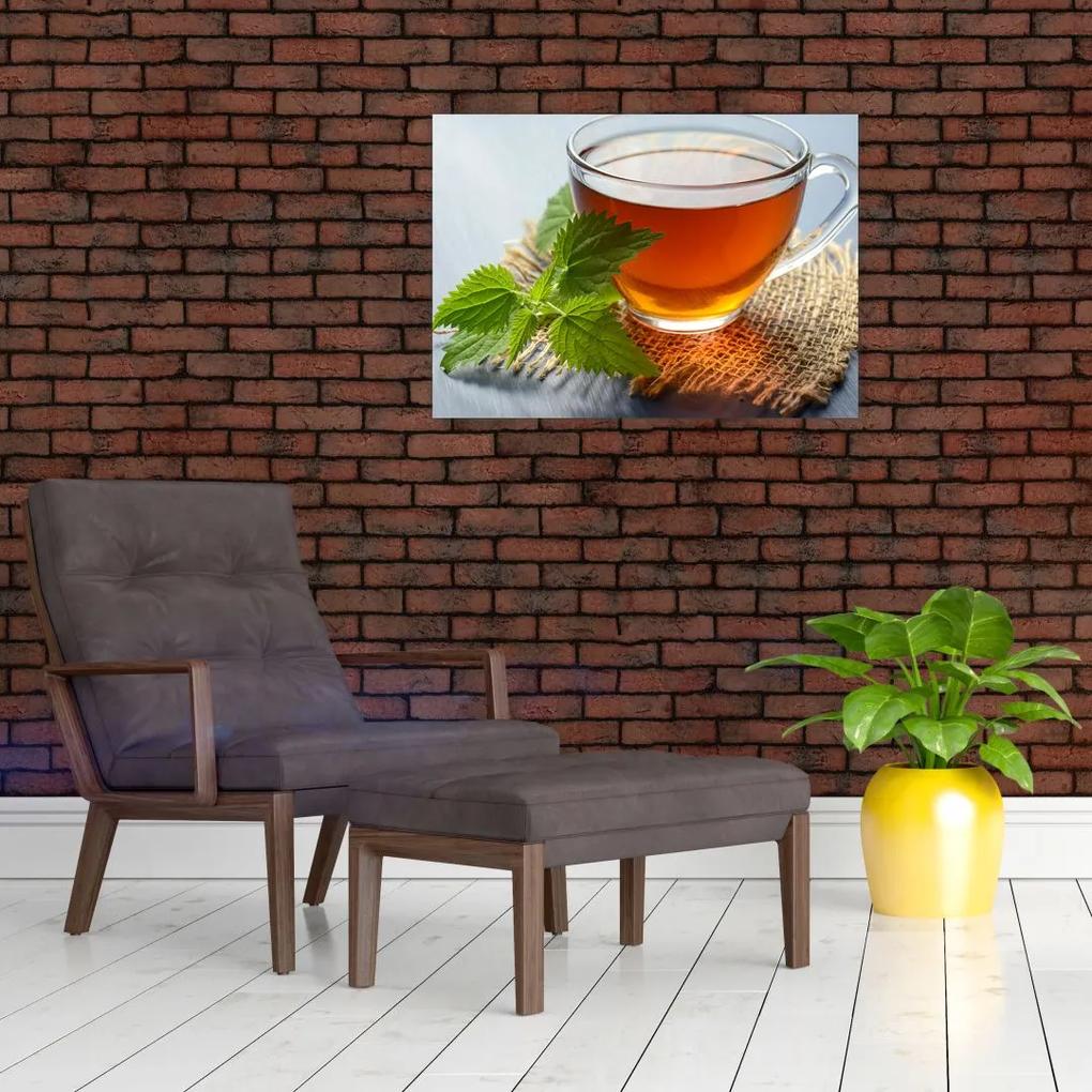 Sklenený obraz šálky s čajom (70x50 cm)