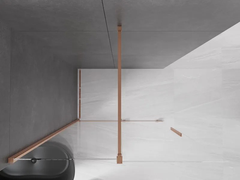 Mexen Velar, posuvné dvere do otvoru typ Walk-In 140 cm, 8mm číre sklo, medená matná, 871-140-000-03-65