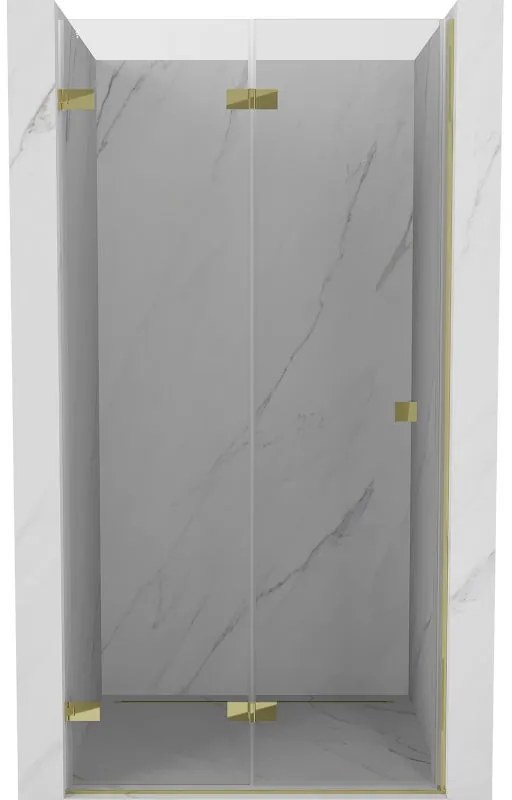 Mexen, Mexen Lunar-F skladacie ľavé sprchové dvere 90 cm, transparentné, zlaté - 836-090-000-50-00-L