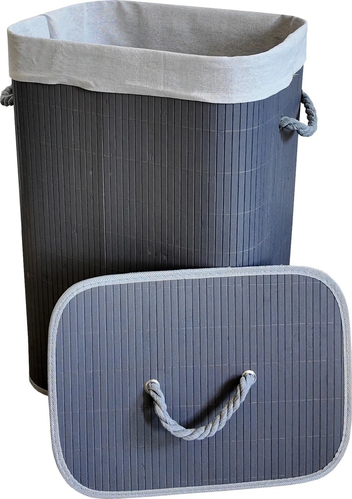 TRENDIE Bambusový kôš na prádlo 72l šedý + DARČEK