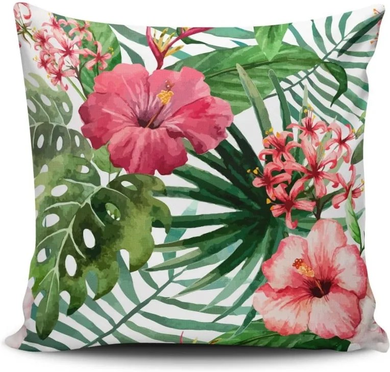 Vankúš s prímesou bavlny Cushion Love Jungle Flowers, 45 × 45 cm