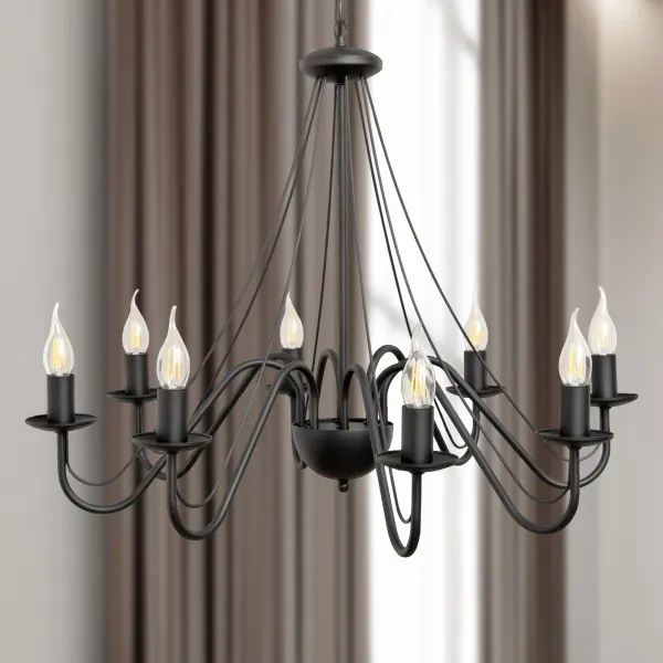 Luster na reťazi MALBO 8xE14/10W/230V čierny