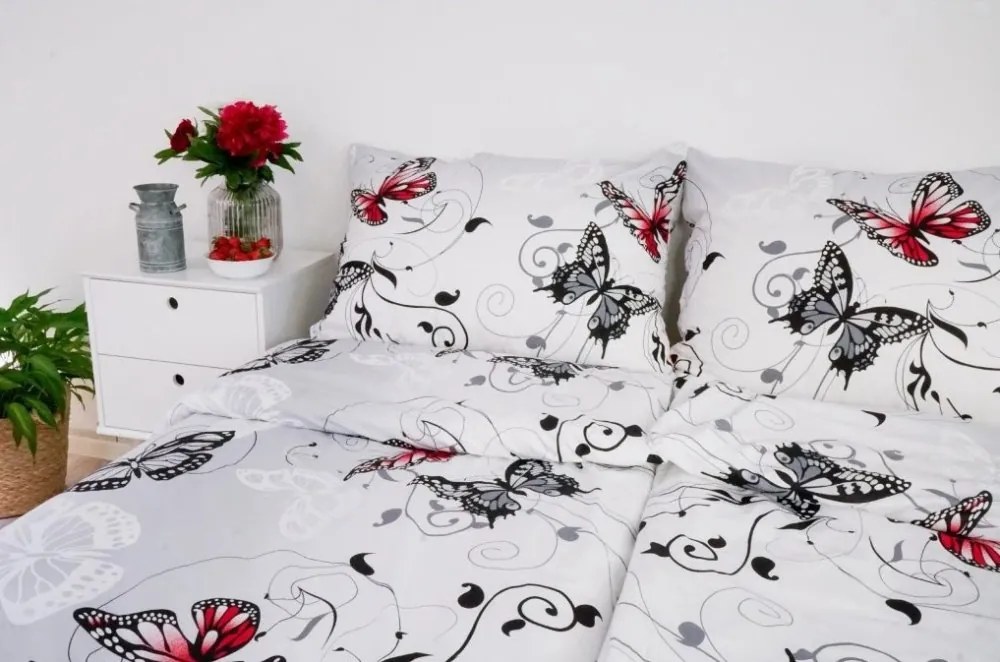 Stanex Luxusné obliečky Motýľ biely Krep 140x200/70x90 cm