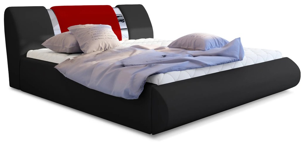 Manželská posteľ 160 cm Fabio (čierna + červená) (s roštom a úl. priestorom). Vlastná spoľahlivá doprava až k Vám domov. 1041663
