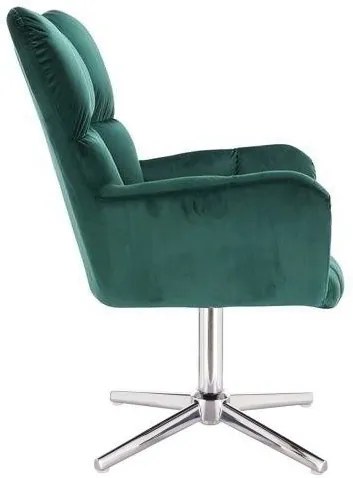 LuxuryForm DESIGN Otočné kreslo AURORA VELUR na striebornom kríži - zelené