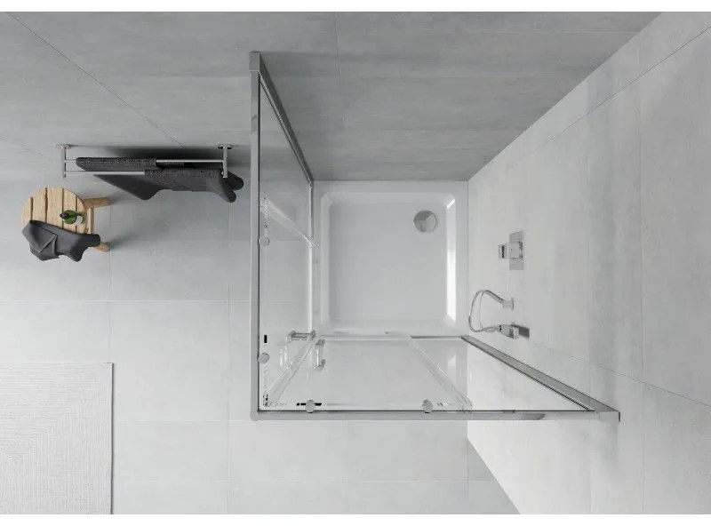 Mexen Rio štvorcový sprchovací kút 80 x 80 cm, 6mm sklo, chrómový profil-číre sklo + slim sprchová vanička 5cm, 860-080-080-01-00-4010