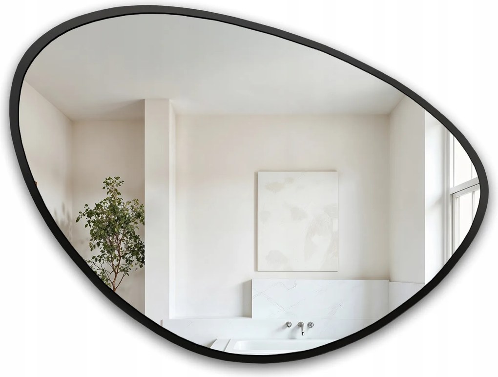 Nepravidelné zrkadlo Obsidián v čiernom ráme Mdf 184x140 dekoratívne