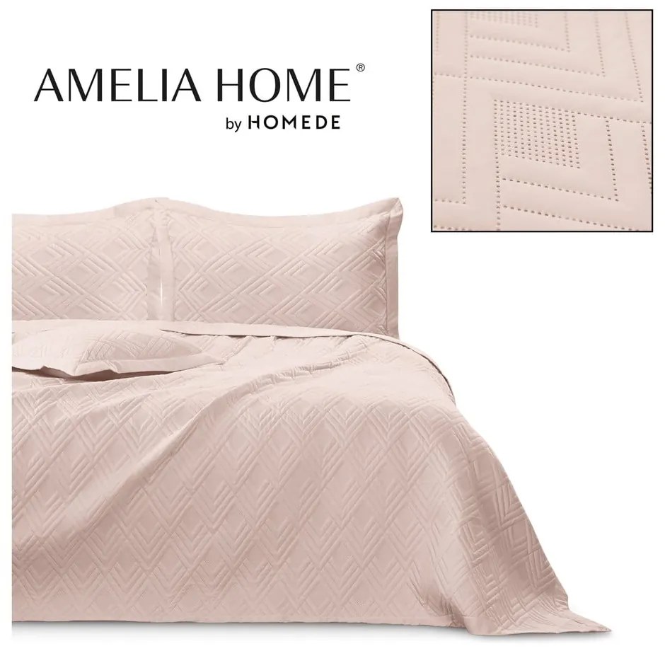 Svetloružový prešívaný pléd z mikrovlákna 170x210 cm Ophelia – Restilo