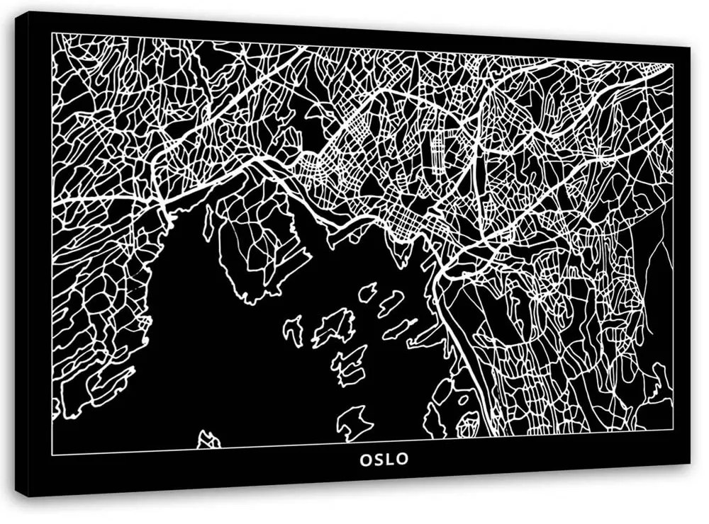 Obraz na plátně Mapa města Oslo - 120x80 cm