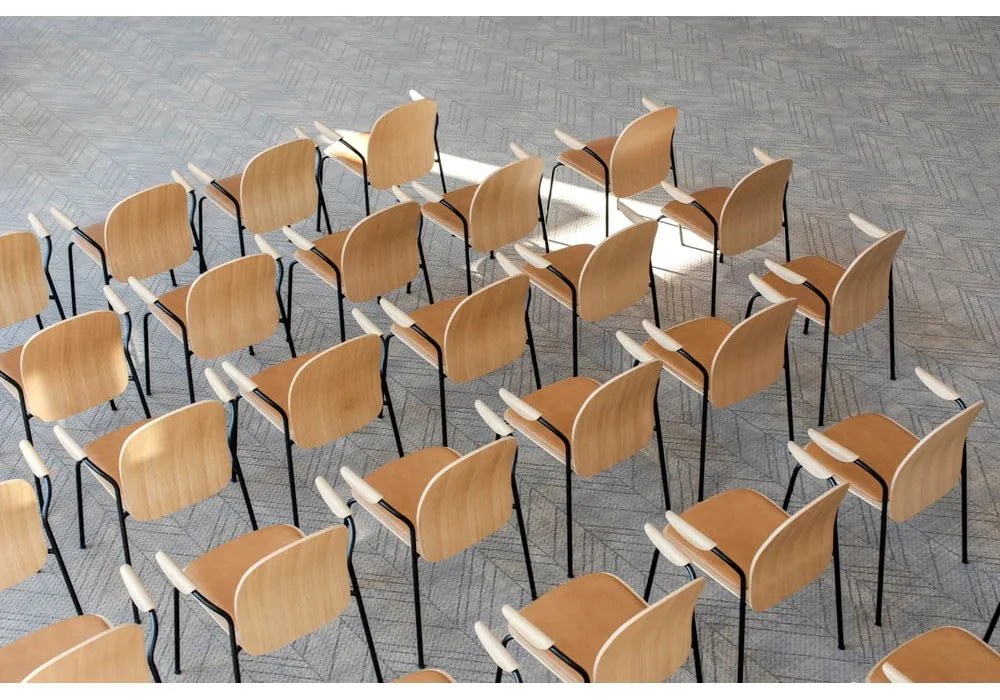 Koňakovohnedé/v prírodnej farbe jedálenské stoličky v súprave s podrúčkami/stohovateľné 2 ks v dekore orecha Book – Gazzda