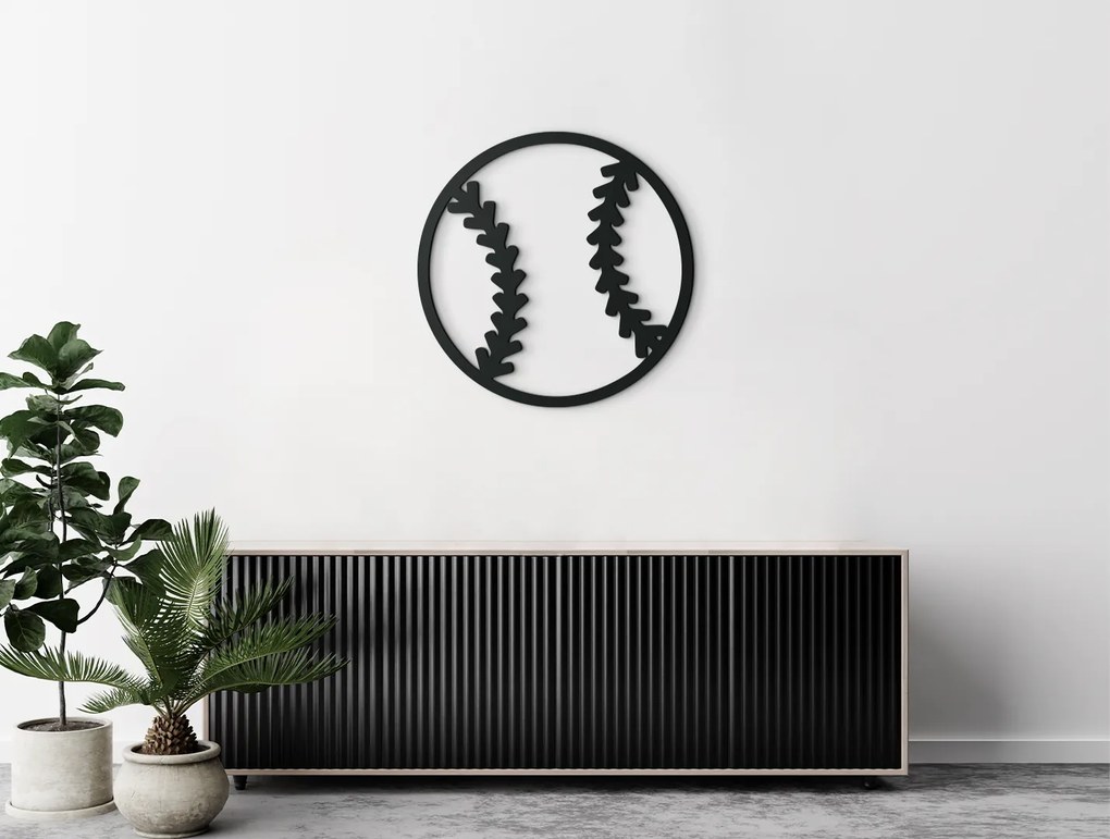 drevko Drevená nálepka Baseballová lopta Rozmer obrazu: 32,5 x 32,5 cm, Farba dekorácie: Čierna