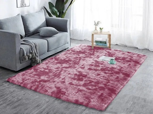 Protišmykový koberec SHAGGY ombré, červený