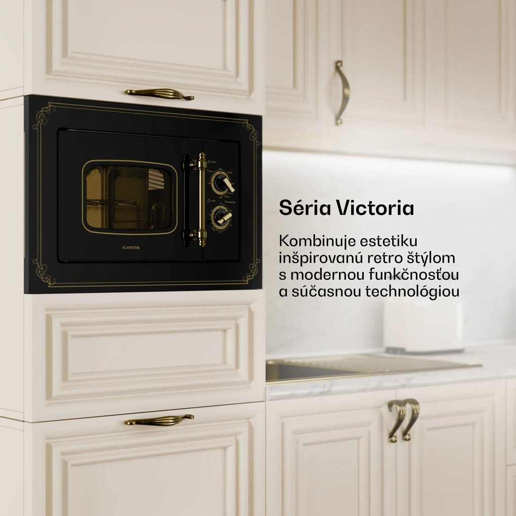 Klarstein Victoria 20, vstavaná mikrovlnná rúra, 20 l, 800 W, gril: 1000 W, čierna