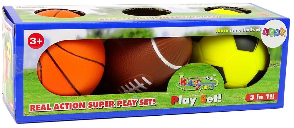 LEAN TOYS Sada mäkkých športových loptičiek 3v1