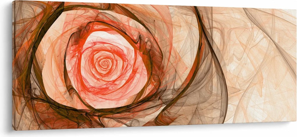 Obraz - Abstraktné ruže ružová s bielym pozadím (120x50 cm)