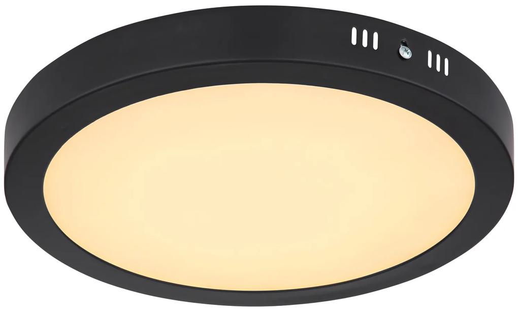 GLOBO Stropné LED prisadené osvetlenie DINO, 22W, teplá biela, 30cm, okrúhle, čierne