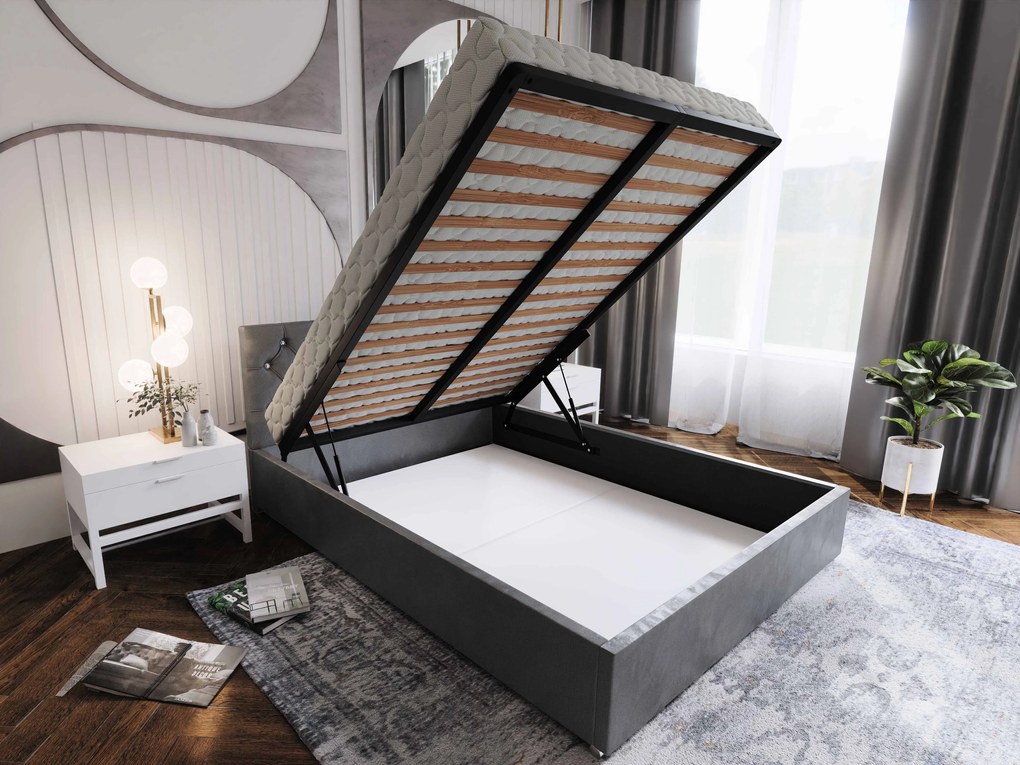 Manželská posteľ 140 cm Kerry (bordová) (s roštom a úložným priestorom). Vlastná spoľahlivá doprava až k Vám domov. 1047008