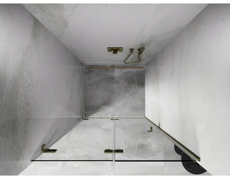 Mexen, Mexen Lunar-F skladacie ľavé sprchové dvere 60 cm, transparentné, brúsené zlaté - 836-060-000-55-00-L