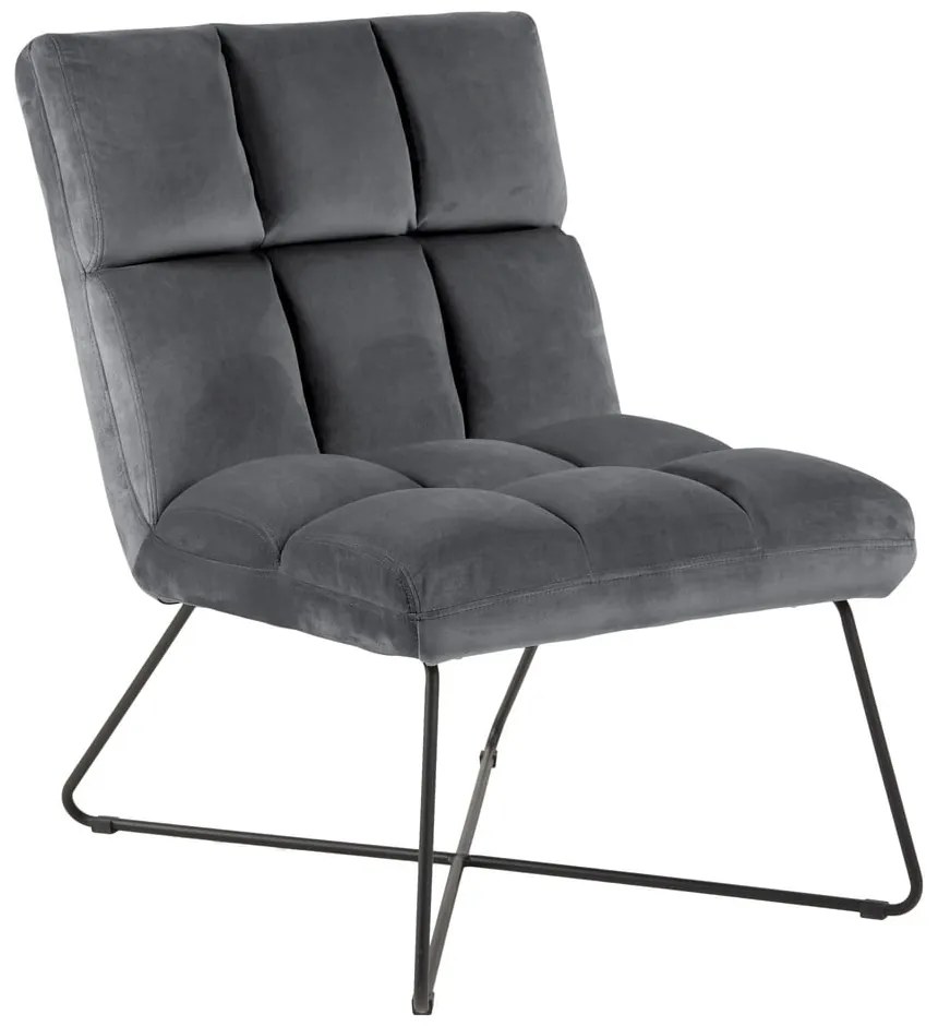 Sivé zamatové kreslo Alba – Actona