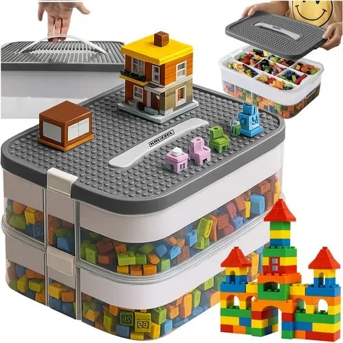 KRUZZEL Box na stavebnice s 2 úrovňami - organizér na hračky - Kruzzel
