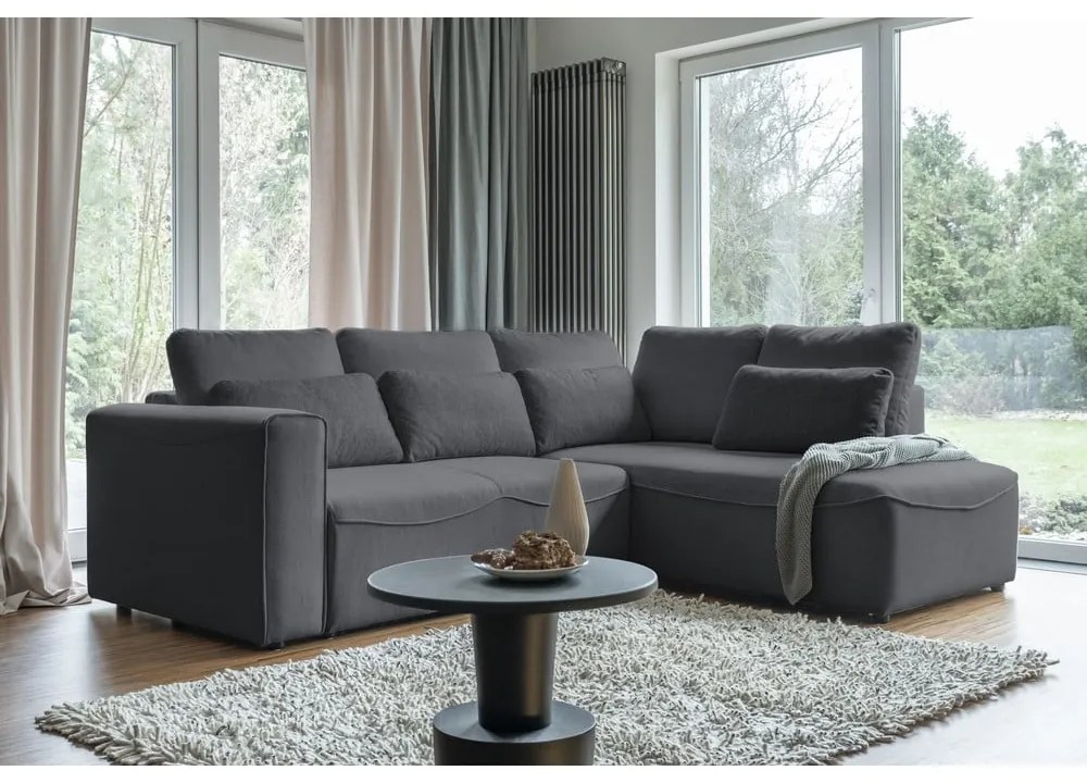 Tmavosivá rozkladacia rohová pohovka (variabilná) Homely Tommy – Miuform