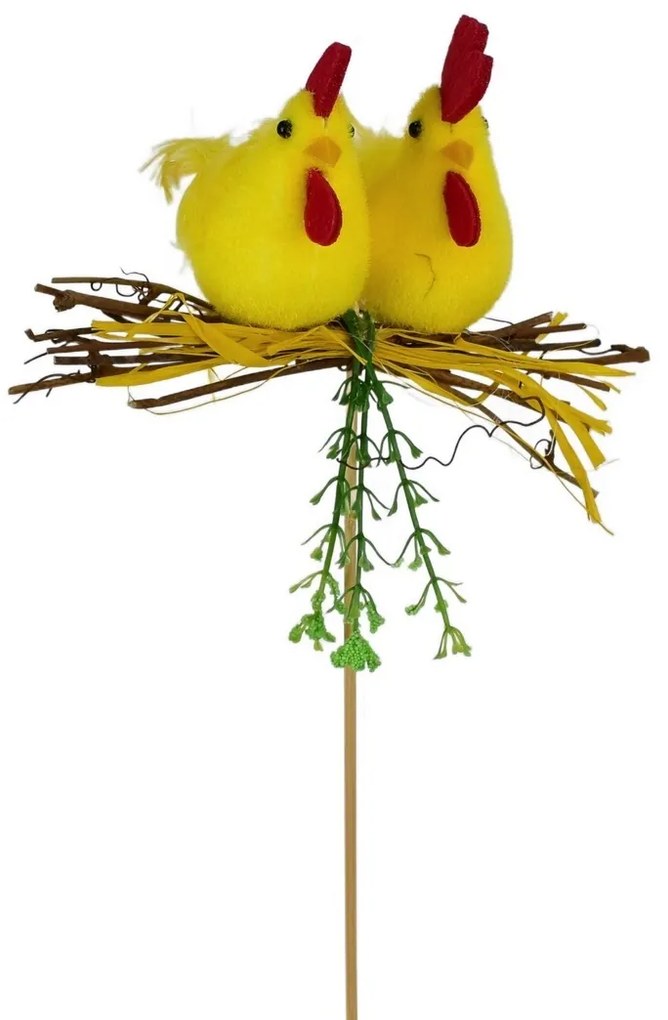 Zápich kohútik a sliepočka, 30 x 8 cm, žltá