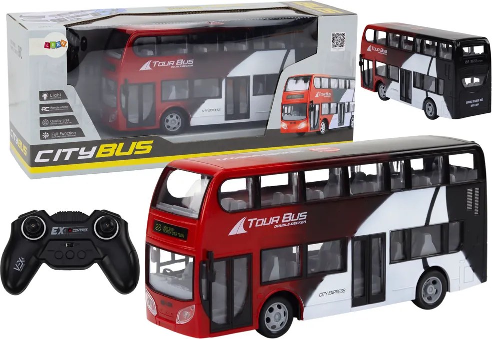 LEAN Toys Dvojposchodový autobus Diaľkovo ovládané RC svetlá