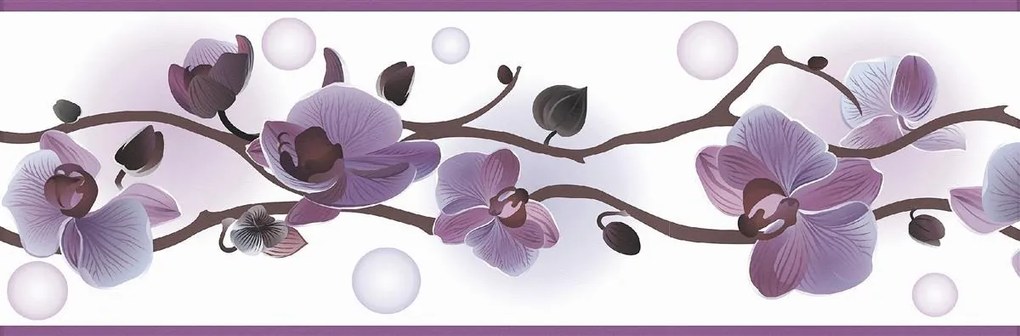 Samolepiaca bordúra B83-13-14, rozměr 5 m x 8,3 cm, orchidea svetlo fialová, IMPOL TRADE