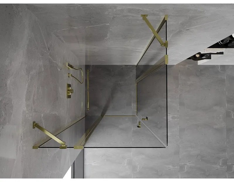 Mexen, Mexen Mist Duo sklápací sprchový kút 85 x 85 cm, transparentný, zlatý - 8A4-085-085-50-00