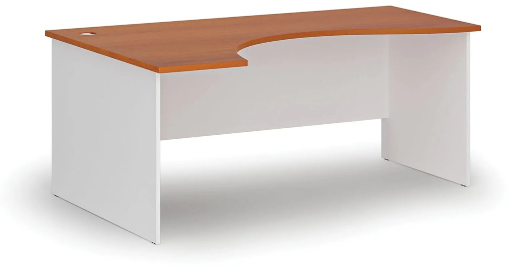 Ergonomický kancelársky pracovný stôl PRIMO WHITE, 1800 x 1200 mm, ľavý, biela/čerešňa