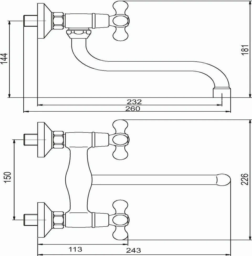 Novaservis Retro II, drezová umývadlová batéria 150 mm, chrómová, 99170/T,0