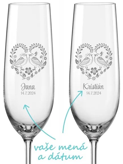 Svadobné poháre na sekt Folklor, 2 ks