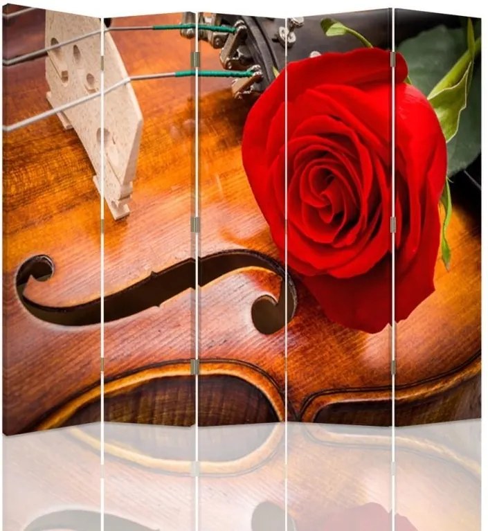 CARO Paraván - Rose On The Violin 2 | päťdielny | obojstranný 180x150 cm