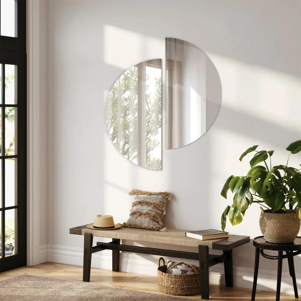Polkruhové zrkadlo na stenu bez rámu 25x50 cm