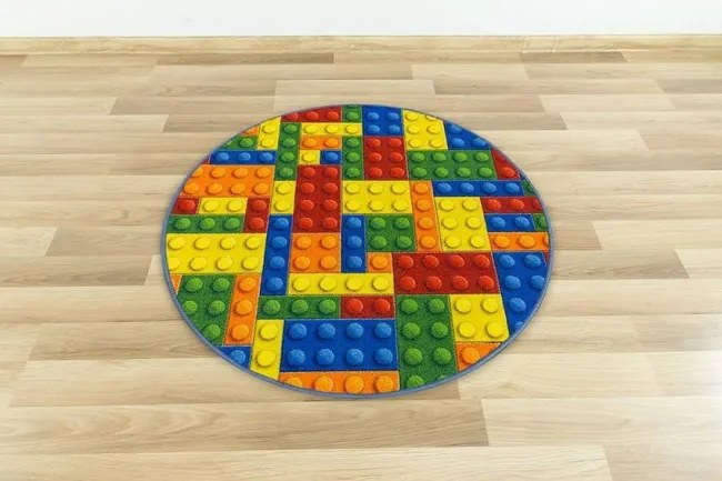 Detský koberec kocky lego viacfarebný kruh