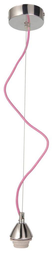 Závesná lampa Silas s textilným káblom, ružová