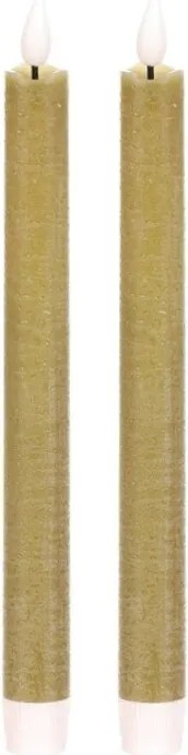 Súprava kónických sviečok s LED osvetlením, zelená, 2 ks, parafín, 25 cm