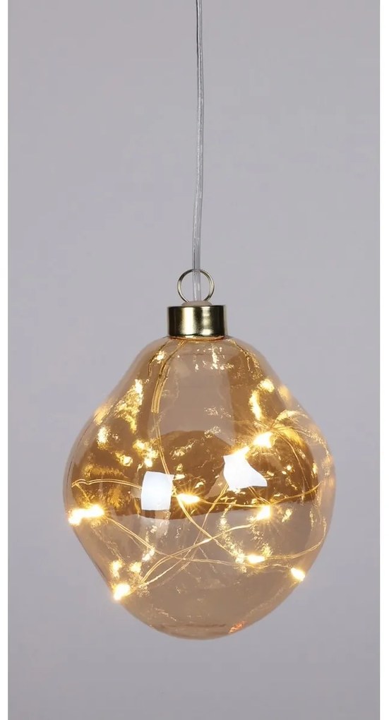 Vianočná LED ozdoba Organic ball zlatá, 10 cm