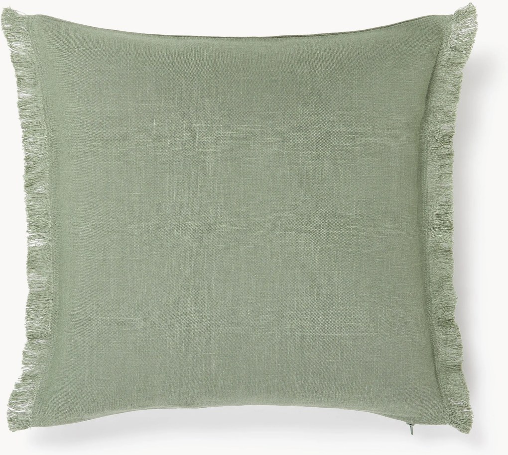 Ľanový poťah na vankúš so strapcami Luana