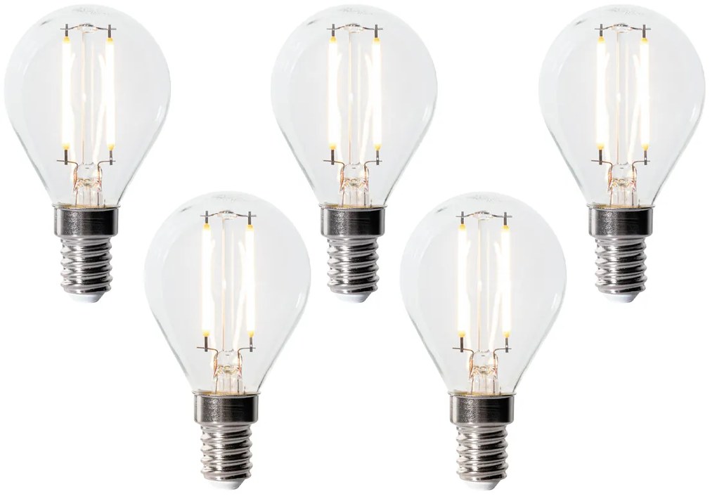 Sada 5 stmievateľných LED žiaroviek E14 P45 číre sklo 3W 250 lm 2700K