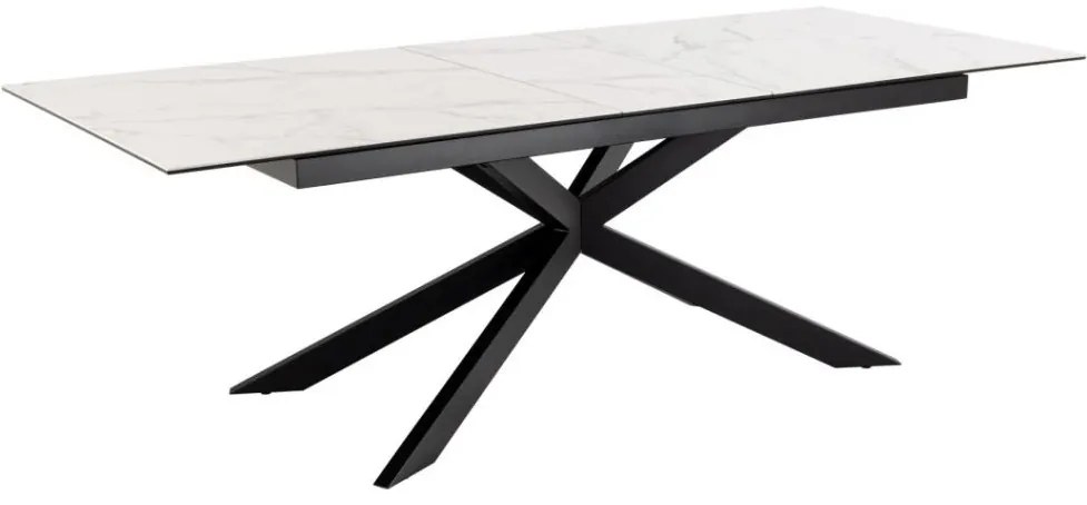 Jedálenský rozkladací stôl Irwine 200/240 cm biely mramor/čierny