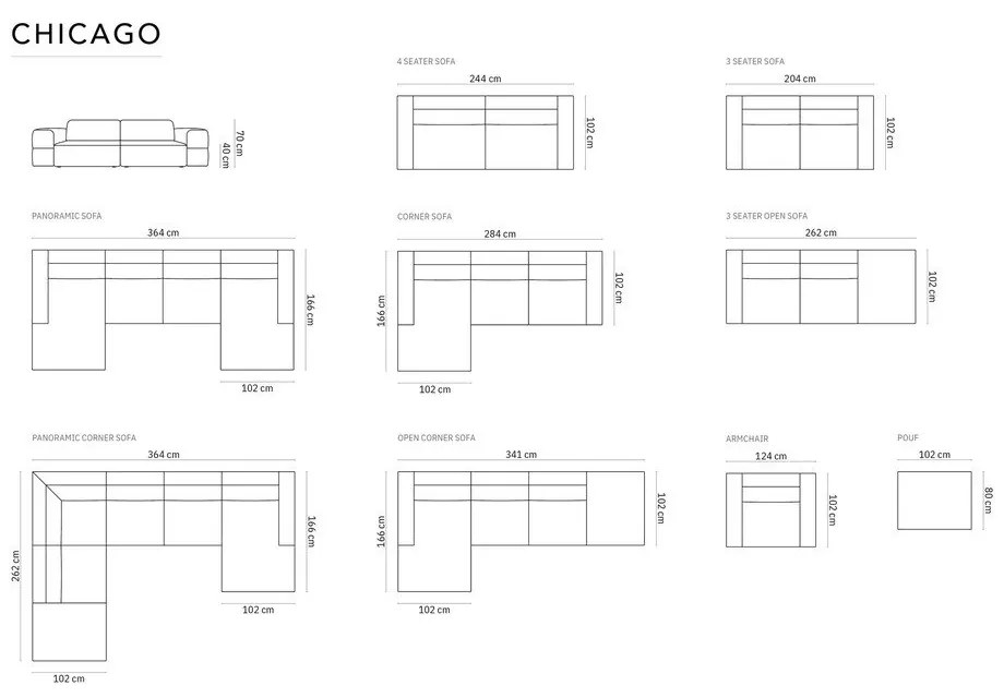 Béžová rohová pohovka (do "U") Chicago – Cosmopolitan Design