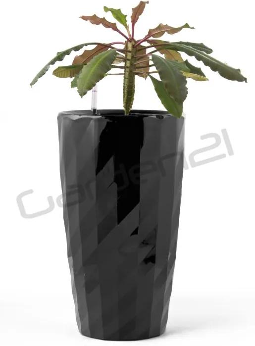 Samozavlažovací kvetináč G21 Diamant čierny 33cm